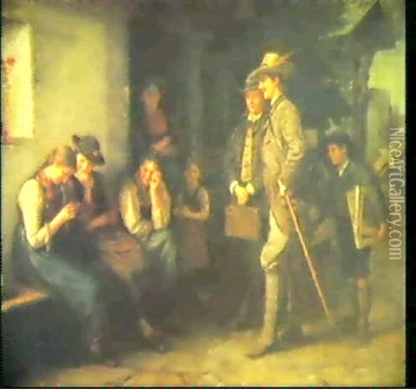 Die Erste Studienreise Oil Painting - Franz Von Defregger