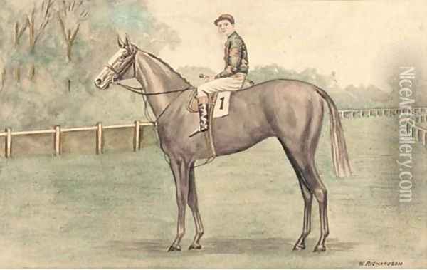 A racehorse with jockey up Oil Painting - William Richardson