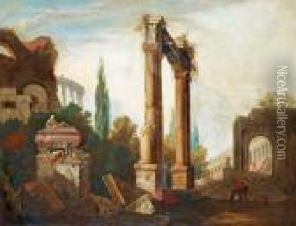 Landscape With Ruins Oil Painting - Marco Ricci