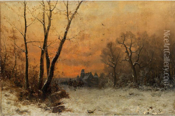 Nachmittagliche Winterlandschaft Oil Painting - Joseph Friedrich N. Heydendahl