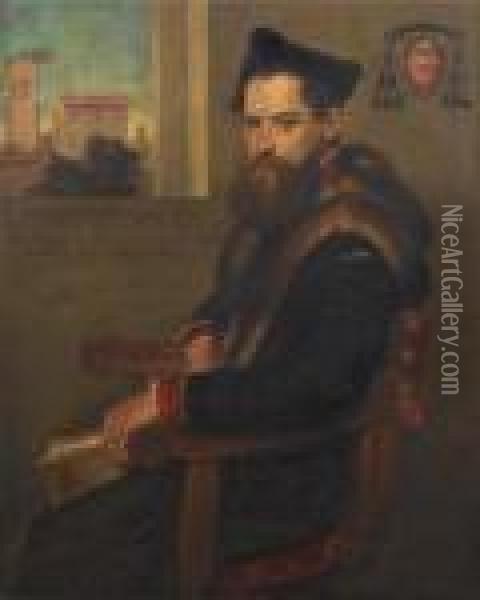Portrait Of Canon Bartolomeo Bonghi Oil Painting - Giovanni Battista Moroni