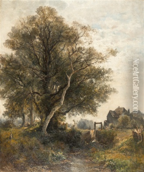 Bayerische Landschaft Mit Bauernhaus Und Staffage Oil Painting - Eugen Birzer