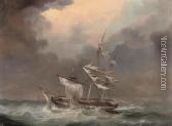 A Ship In Distress Oil Painting - George Gregory
