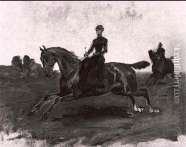 Furstin Margaretha Von Thurn Und Taxis Zu Pferd Oil Painting - Julius von Blaas