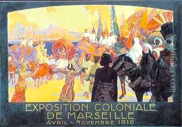 The National Colonial Exhibition Marseille Oil Painting - Davide Dellepiane