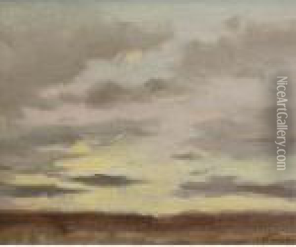 Evening Clouds Over The Arizona Desert Oil Painting - Eanger Irving Couse