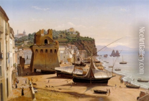 Southern Italian Coastal Scene Oil Painting - Eugen von Guerard