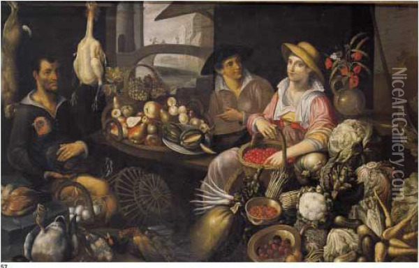 Scena Di Mercato Oil Painting - Jean Baptiste de Saive