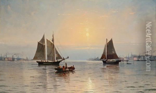 New York Harbor Oil Painting - Edward Moran
