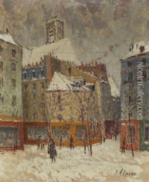 Place Enneigee Oil Painting - Joseph Louis Lepine