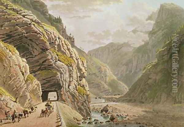 View of the Galerie dAlgaby near the Valais Border 1811 Oil Painting - Mathias Gabriel Lory