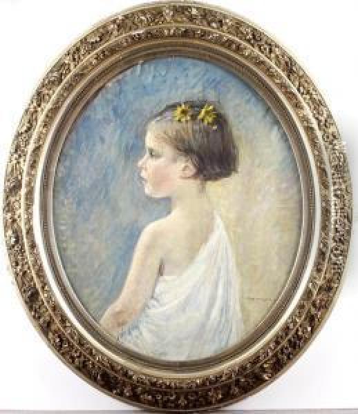 Portrait Of A Young Girl Oil Painting - Alfred Moitroux
