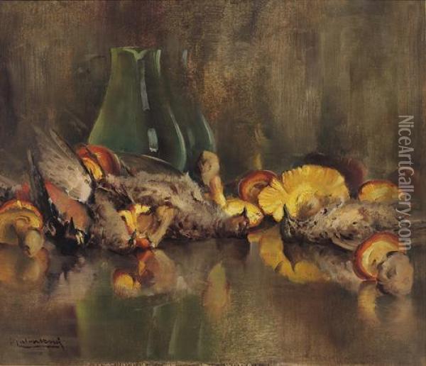 Natura Morta Con Funghi Oil Painting - Angelo Malinverni