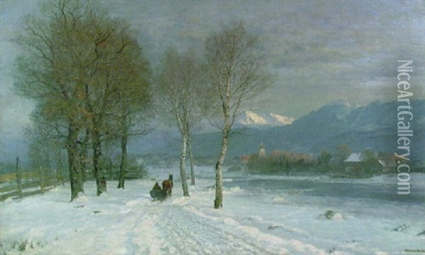 Winter In Oberbayern Oil Painting - Anders Andersen-Lundby