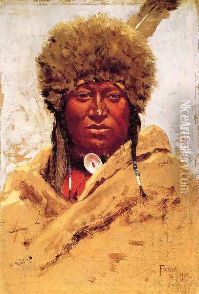 Indian Head Oil Painting - Henry Farny
