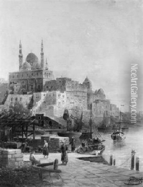 Orientalische Hafenstadt Mit Moschee Oil Painting - Frederick Gilbert