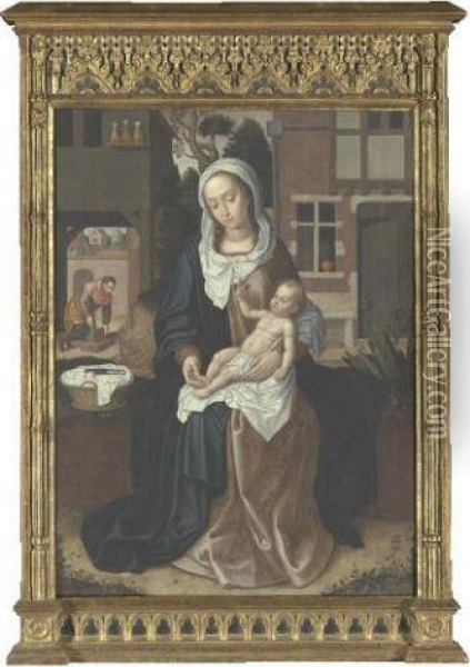 Madonna And Child Oil Painting - Pieter I Claeissins