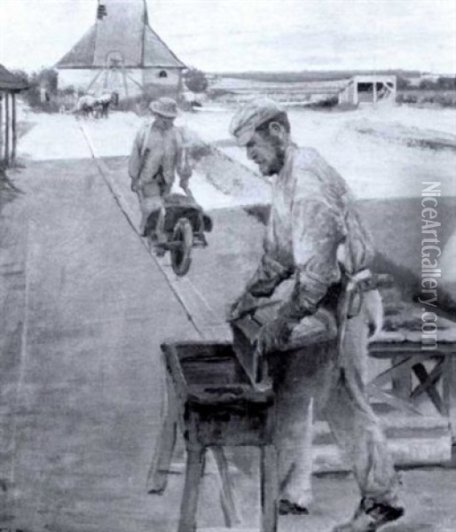 Les Travaux Des Champs Oil Painting - Laurits Andersen Ring