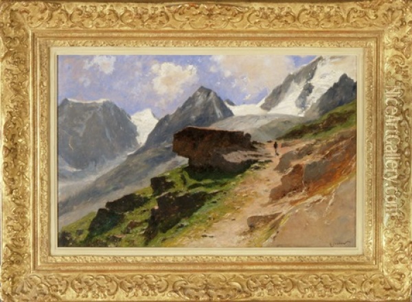 Wanderer In Pigne D'arollo Oil Painting - Gustave Eugene Castan