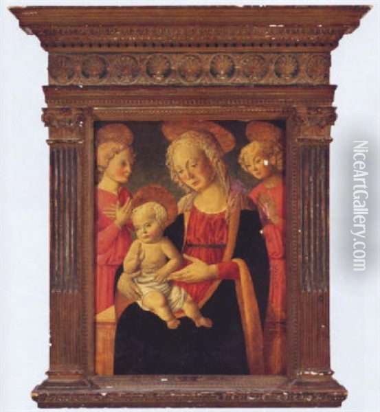 Madonna And Child With Two Angels Oil Painting -  Master of San Miniato