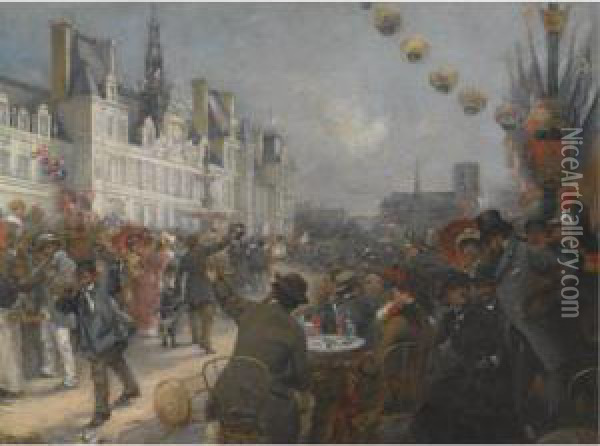 Hundredth Anniversary Of July 14th, Bastille Day Oil Painting - Etienne Tournes