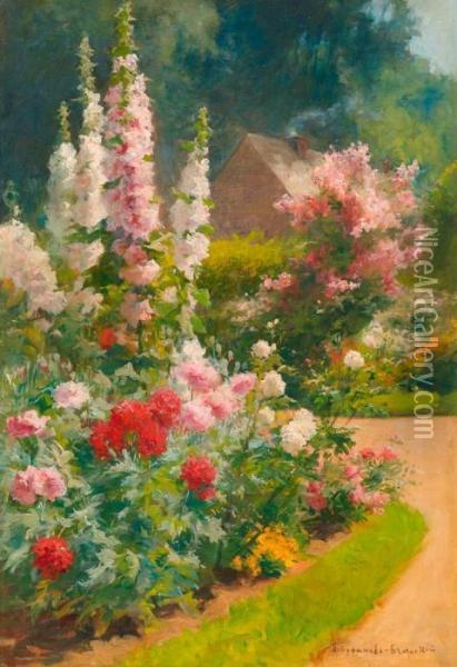 Flower Garden. Oil Painting - Nikolai Petrovich Bogdanov-Belsky