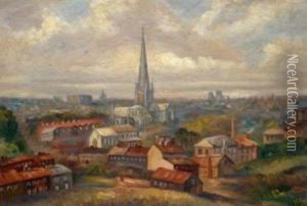 Prospect Of Norwich Oil Painting - William E. Plumstead