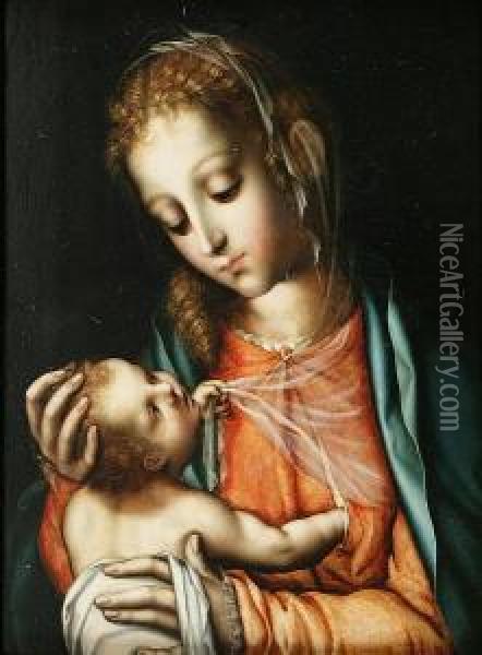 Madonna And Child Oil Painting - Luis de Morales