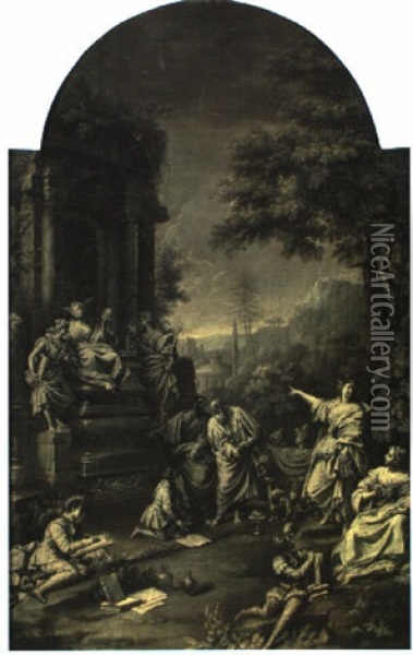 Tombeau Allegorique De Charles Boyle, John Locke Et Thomas Sydenham Oil Painting - Donato Creti