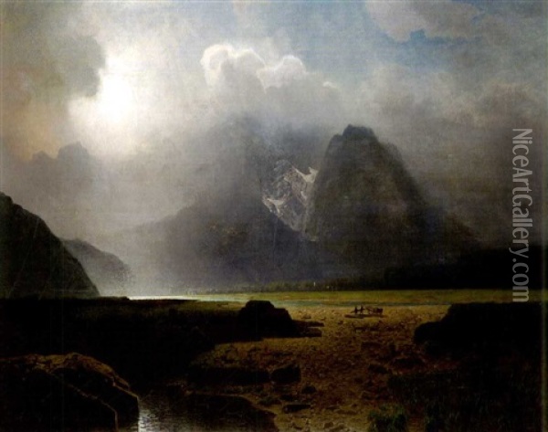 Gewitterstimmung In Den Bergen Oil Painting - Julius Koehnholz