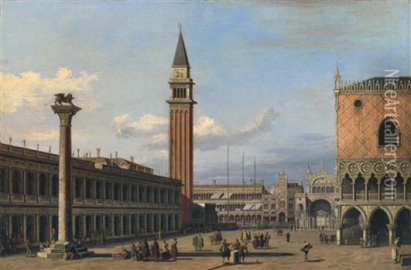 Venice, A View Of The Piazzetta Oil Painting - Vincenzo Chilone