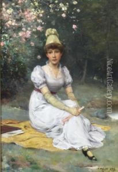 Poised And Pensive Oil Painting - John Henry Witte