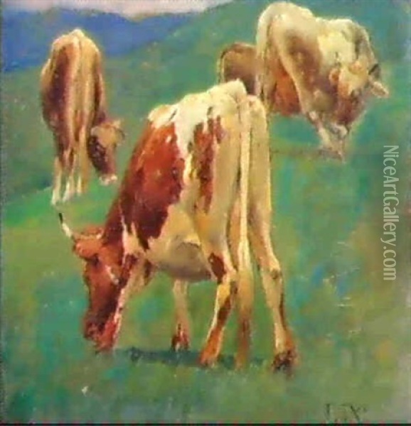 Mucche Al Pascolo Oil Painting - Luigi Nono