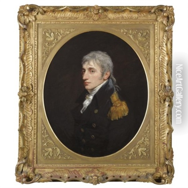 Portrait Of Captain Joseph Lamb Popham R.n. Oil Painting - John Opie
