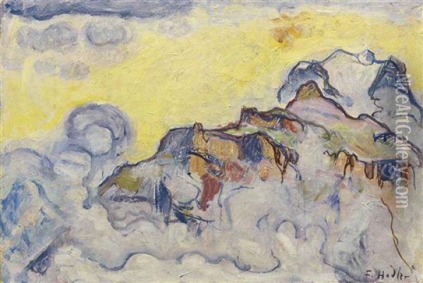 Das Jungfraumassiv Von Murren Aus Oil Painting - Ferdinand Hodler