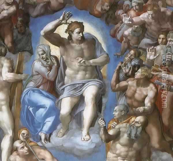 The Last Judgement [detail: 1] Oil Painting - Michelangelo Buonarroti