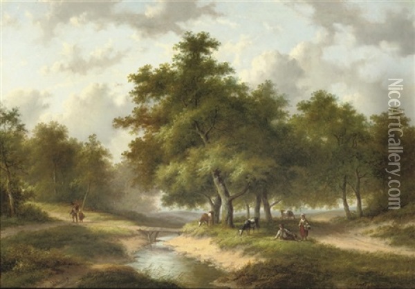 Along A Forest Stream Oil Painting - Jan Evert Morel the Younger