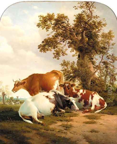 Cattle resting in a meadow 2 Oil Painting - Thomas Sidney Cooper