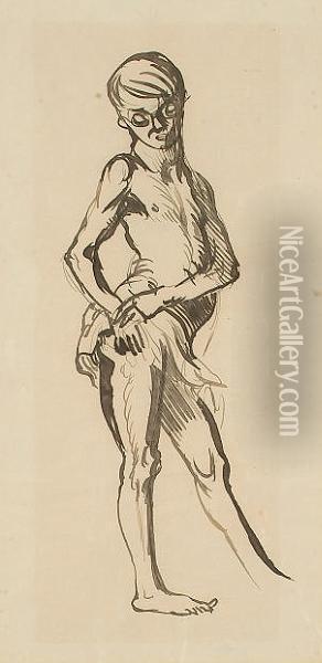 Figure Study Of A Boy Standing Oil Painting - Sir William Newenham Montague Orpen