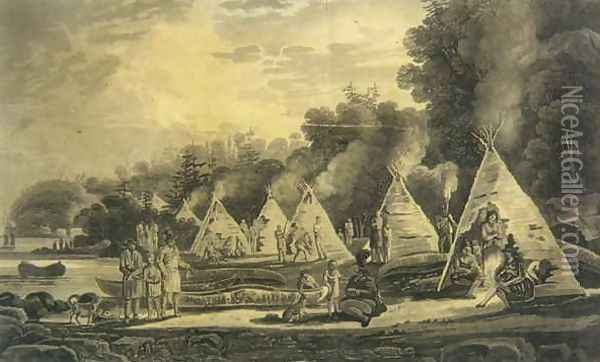Encampment of the Domiciliated Indians Oil Painting - George Heriot