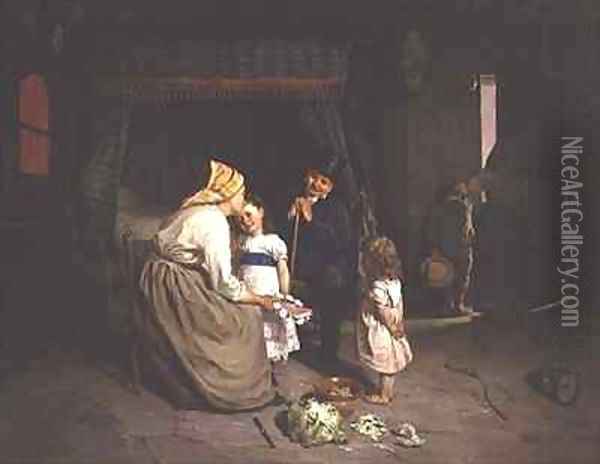 Before Going to Church Oil Painting - Charles Bertrand D'entraygues