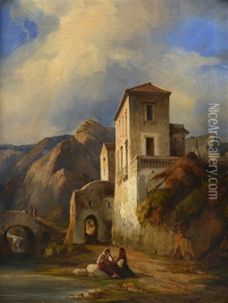 Paysage Italien Oil Painting - Consalvo Carelli