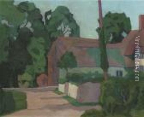 A Devon Farmhouse Oil Painting - Robert Polhill Bevan