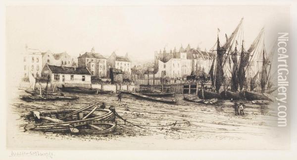 Sixteen Views Of London Including: Lindsey Wharf And The Jetty, Chelsea Oil Painting - Walter William Burgess