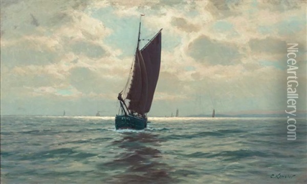 Segelboote Auf Morgendlicher See Oil Painting - Carl Kenzler