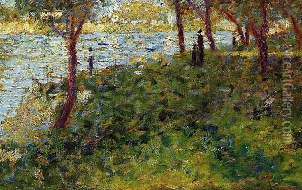 Landscape with Figures Oil Painting - Georges Seurat