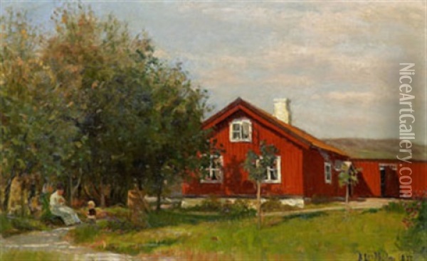Eftermiddagslek Oil Painting - Berndt Adolf Lindholm