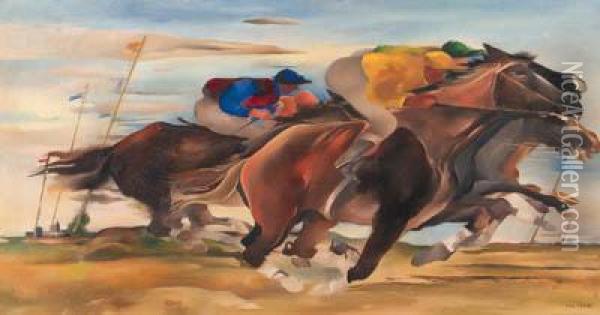 The Horse-race Oil Painting - Joseph Urban