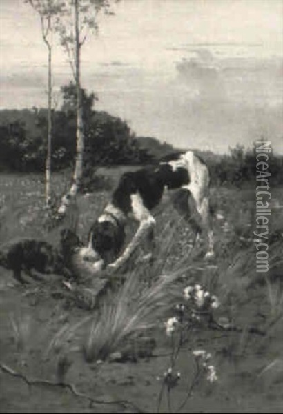Jagdhunde Reisen Einen Hasen Oil Painting - Wilhelm Trsek