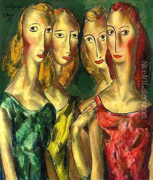 Four Sisters 1931 Oil Painting - Alfred Henry Maurer